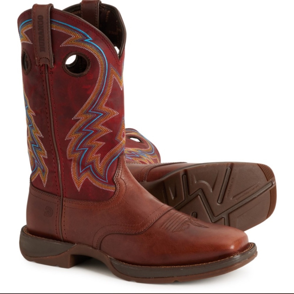 New Durango Rebel Western Boots- Burnished Pecan/Fire Brick